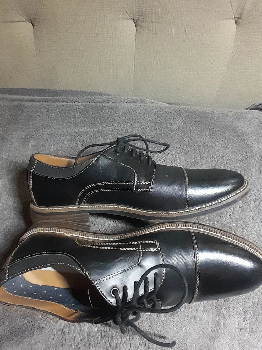 Classic Black Cap-Toe Derby Lace-Up Dress Shoes